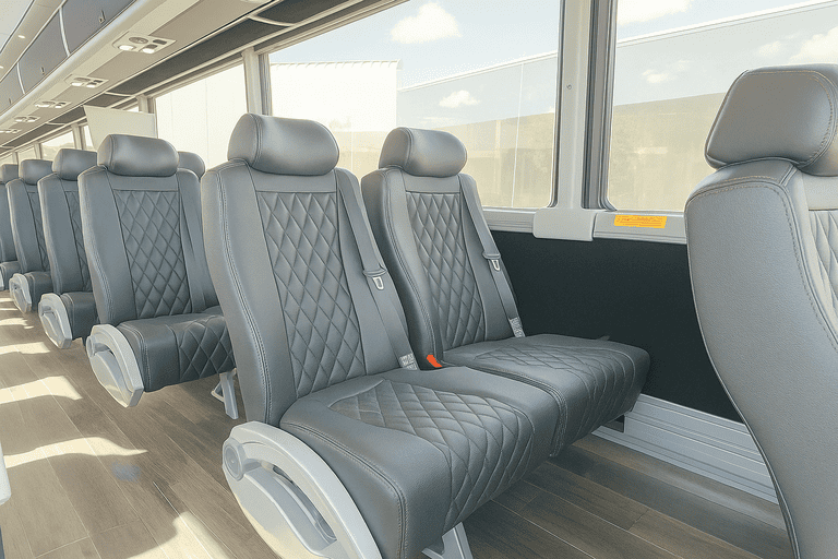 interior of Port St Lucie Minibus Company charter bus